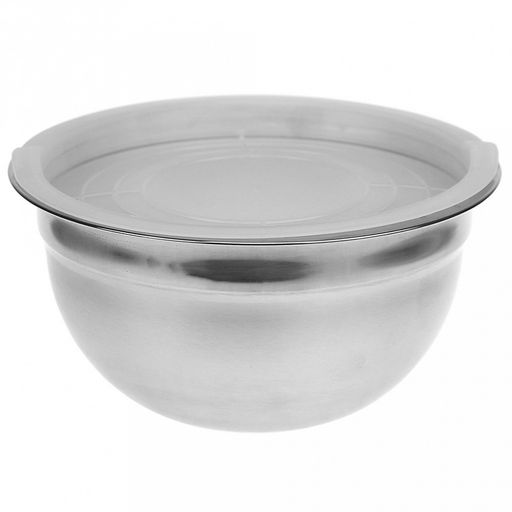 Миска (салатник) из нержавеющей стали д180мм, 1,4л, h90мм, s0,30мм, высокая, с пластмассовой крышкой (Китай) - Домашняя мода фото 4