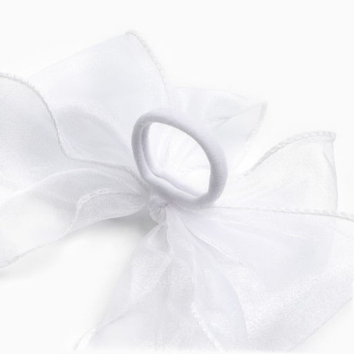 Бант для волос на резинке школьный, белый, 6×25 см, Принцессы