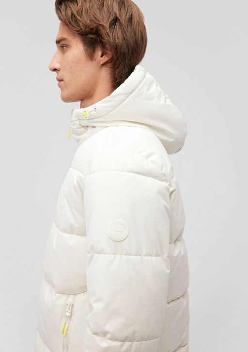 Kapusonlu Beyaz Sisme Mont - Mavi фото 6