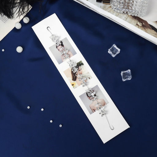 Аксессуар для волос «Джуди», бабочки веточки, 26 см, серебро