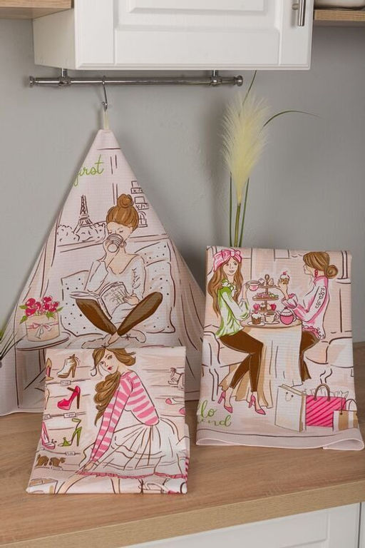 К-т полотенец Девочки 50*60 см. - 3 шт. вафля хлопок 100% - Лен поволжья фото 3