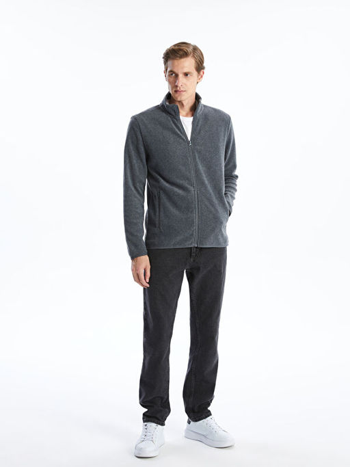 Dik Yaka Uzun Kollu Polar Erkek Fermuarl? Sweatshirt