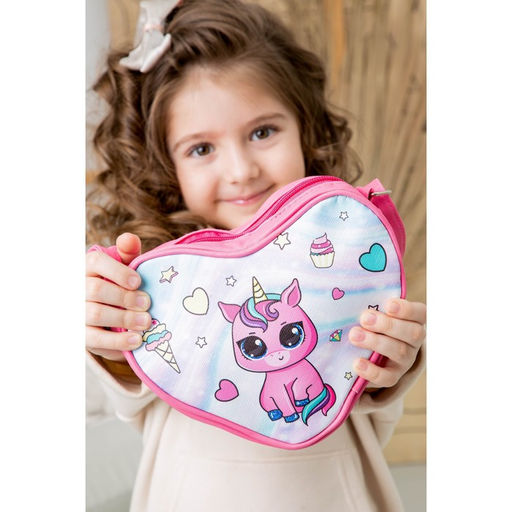 Сумка детская в форме сердца Единорог, розовый, 19х17х5 см - NAZAMOK KIDS фото 5