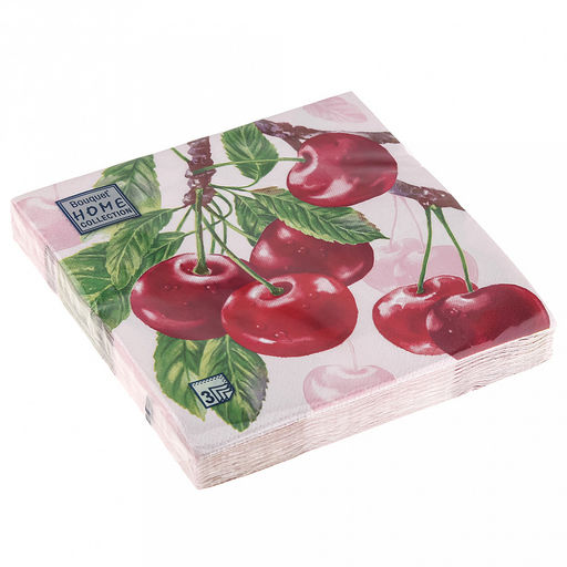 Салфетки бумажные Bouquet Home Collection Classic 33х33см, 3-х слойные, 20 штук в упаковке, 100% целлюлоза, Вишня (Россия) - Домашняя мода фото 2
