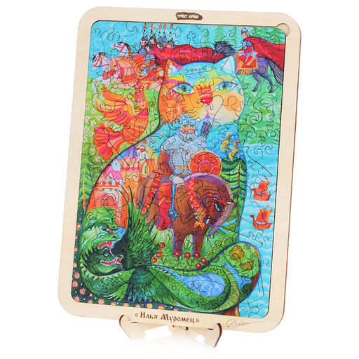 Пазл - картина из дерева Илья муромец. 120 деталей. 5+.