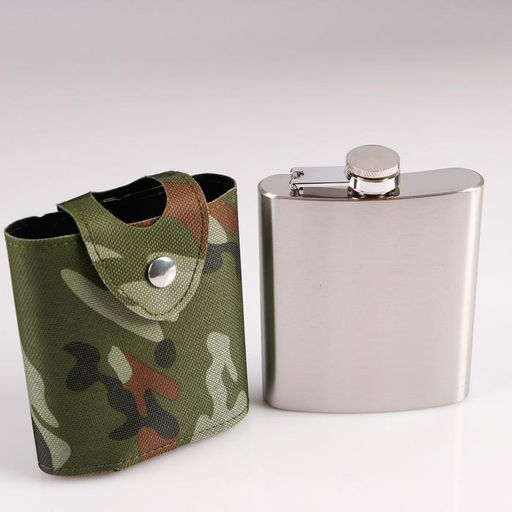 Фляжка Мастер К Майор, 210 мл, в чехле, подарочная, армейская, 7 oz, нержавеющая сталь, зелёная