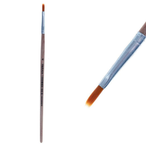 Цена за 10 шт. Кисть для рисования, нейлон, № 4, плоская, деревянная ручка, международный размер