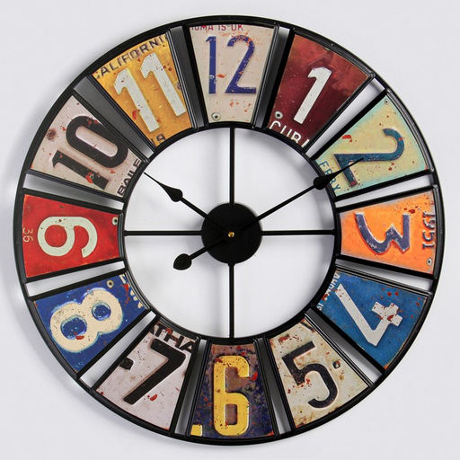 Часы настенные интерьерные «Номера», серия: Лофт, дерево, металл, бесшумные, плавный ход, d=50 см, от батарейки 1хАА