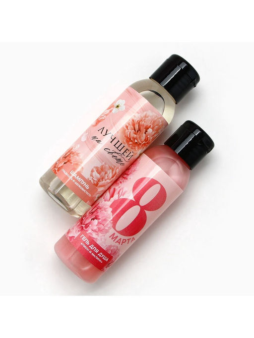 Подарочный набор С 8 Марта!: гель для душа и шампунь для волос, 2?100 мл, Чистое счастье  фото 4