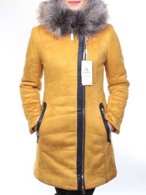 5193 YELLOW Парка женская зимняя (150 гр синтепон, искусственный мех) - Фабричный китай фото 2