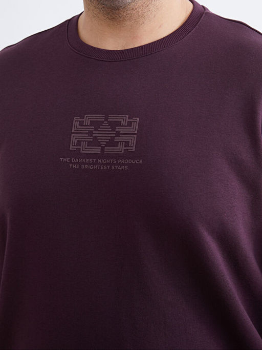 Bisiklet Yaka Bask?l? Erkek Sweatshirt