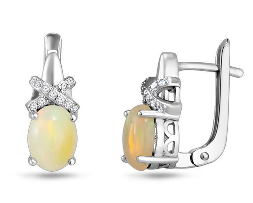 Серьги, опал нат. белый, SL-RIC62
