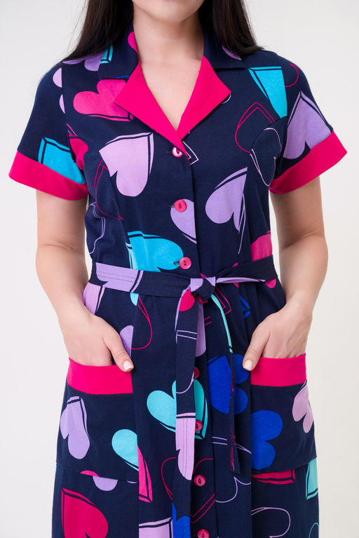 Халат женский из кулирки Елизавета сердца малина - Амадэль фото 8