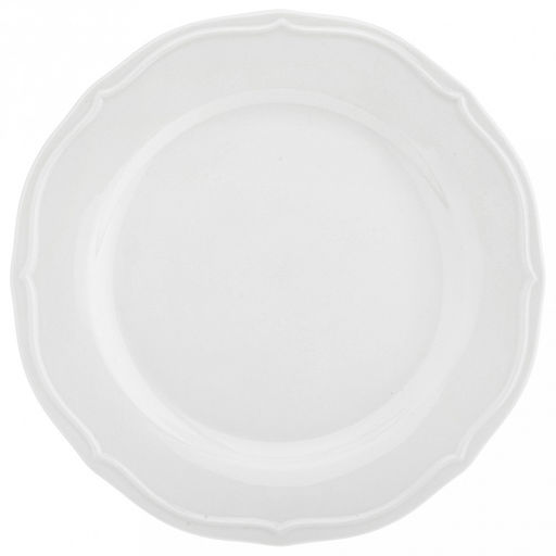 "Совершенство" Тарелка мелкая фарфоровая д215мм h20мм, белый, рельефный декор, волнистый край (Китай)