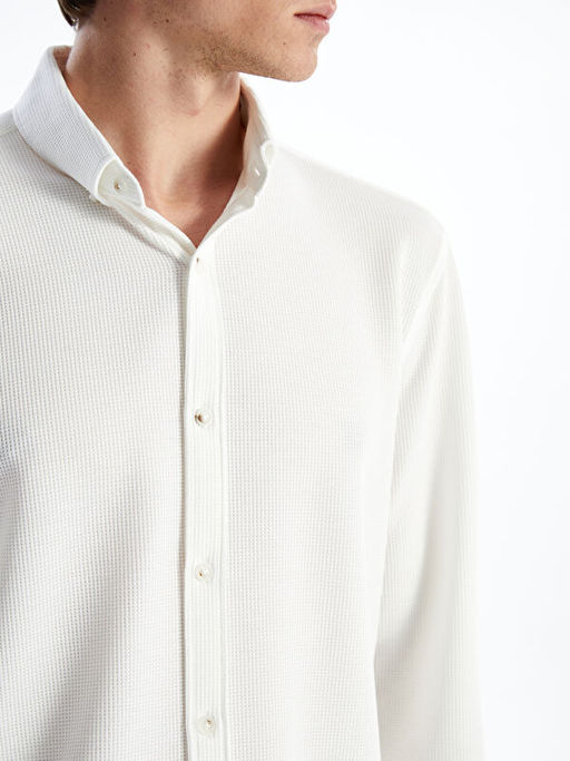 Slim Fit Uzun Kollu Erkek Dokulu G?mlek