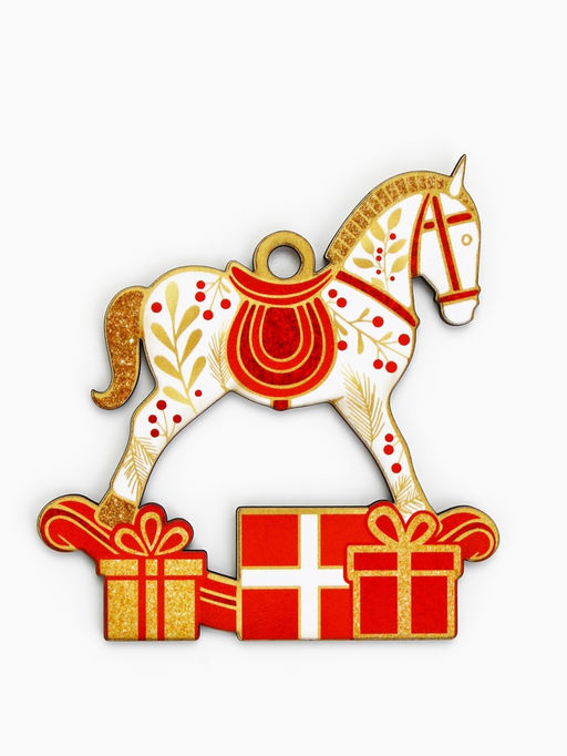 Ёлочная игрушка деревянная Новогодний конь, набор 10 шт.