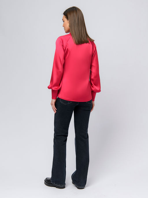 УЦЕНКА. Блуза цвета фуксии с длинными рукавами и V-образным вырезом - 1001dress фото 3