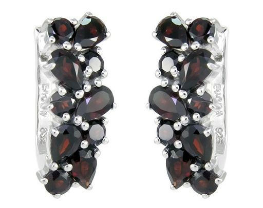 Серьги из серебра гранат, Арабеска