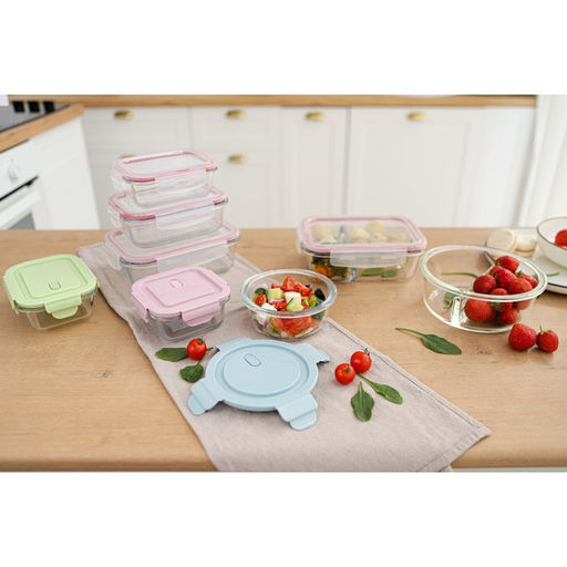 Контейнер Доляна Cook and Freeze, 300 мл, 12×6 см, с крышкой, жаропрочное стекло, цвет МИКС