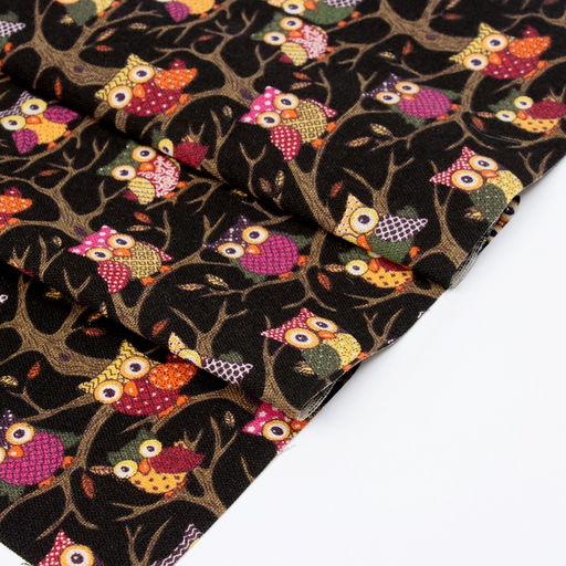 Цена за 129 шт. Ткань для рукоделия и шитья «Совы», хлопок, ширина 155 см