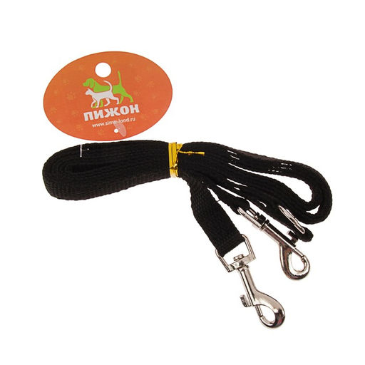 Сворка для двух собак, каждая 90 х 1,5 см, чёрная - Пижон фото 5