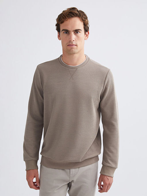 Bisiklet Yaka Uzun Kollu Erkek Sweatshirt