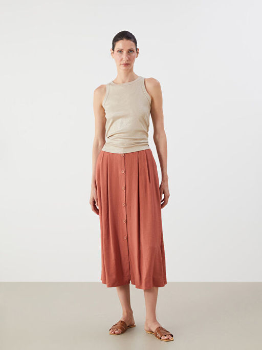 Beli Lastikli Dokulu Pileli Etek