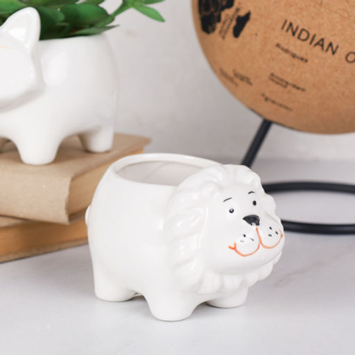 Кашпо 10,5х8x10 см Животные / WN44 /уп 6/72/ белое (Лев ) - Галеонтрейд фото 6