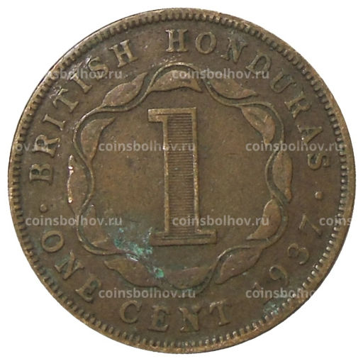 Монета 1 цент 1937 года Британский Гондурас