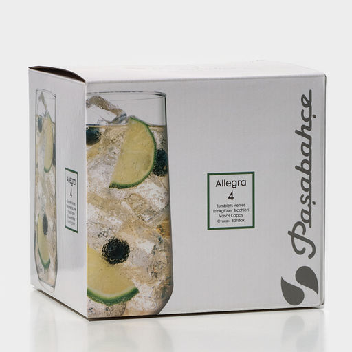 Набор стаканов Paşabahçe Allegra, 470 мл, 4 шт., стекло, прозрачный