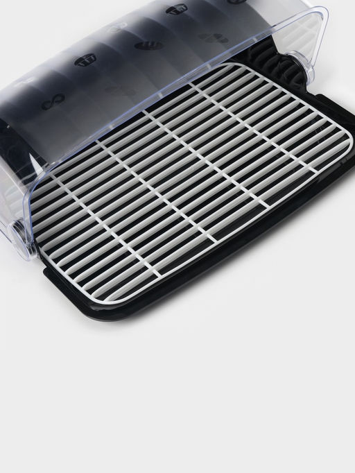 Хлебница с крышкой «Рондо», 34×26×15.5 см, пластик, чёрная