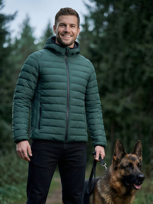 Куртка мужская стёганая с капюшоном с графеновой подкладкой бежевого цвета 9625_1B - Valianly фото 43