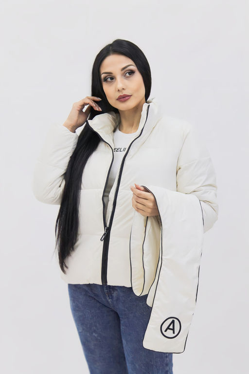 Демисезонная женская куртка весна осень +дутый шарф-косынка 8193