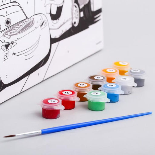 Картина по номерам для детей Молния Маккуин и Мэтр 20?30 см, Тачки