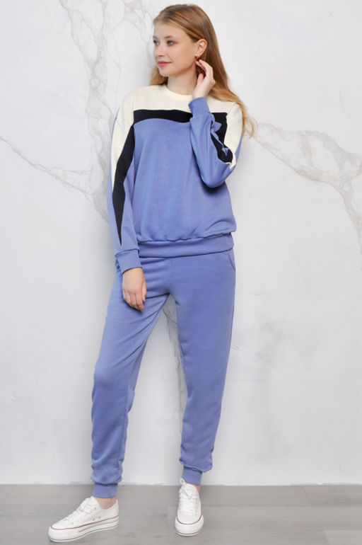 Арт. 2519 Костюм с брюками женский 44-52 (5 шт) Цвет:верх-сирень, темно-синий, шекер, низ-сирень - Калинка фото 6