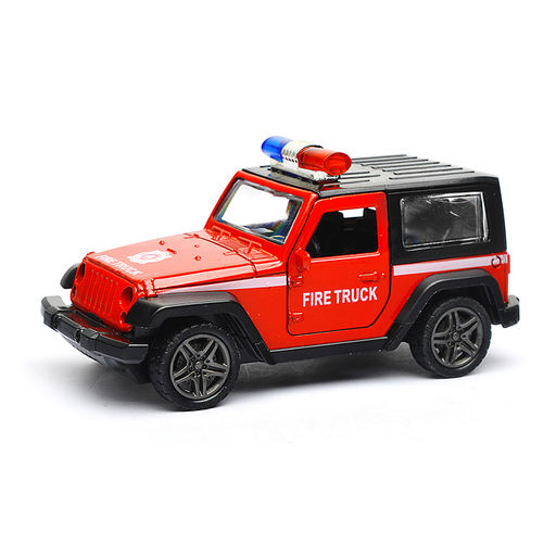 Красная инерционная служебная машинка Джип die-cast,1:32, открывающиеся двери