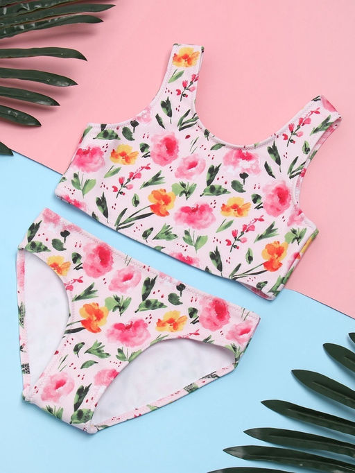 Купальник для девочки раздельный KAFTAN «Цветы», розовый, рост 104 см