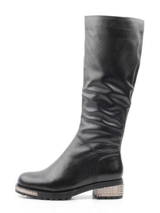 02-K66-D1 BLACK Сапоги зимние женские (натуральная кожа, натуральный мех (еврозима))