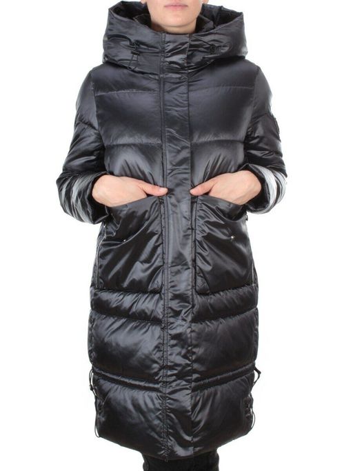 9106 BLACK Пальто зимнее женское FLOWEROVE (200 гр. холлофайбера) - Fashion фото 2