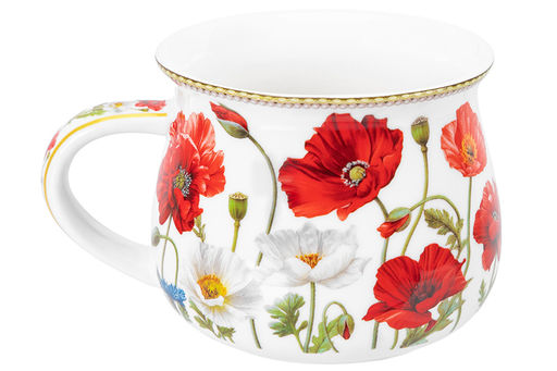 Кружка 250 мл 11*8,5*7 см Маки бочонок, фарфор NEW BONE CHINA - Elan gallery фото 14