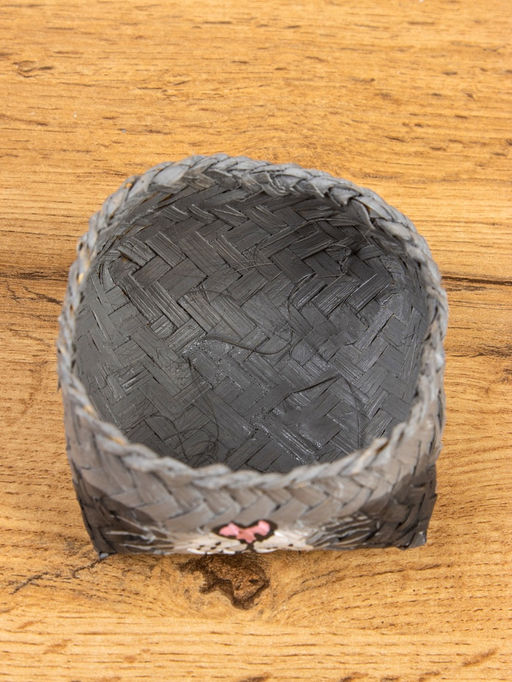 Корзинка «Кот», 8×8×13 см, бамбук, серая