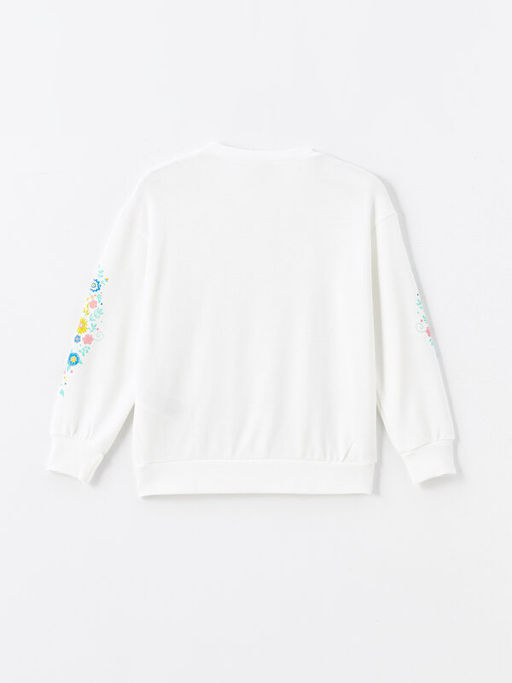 Bisiklet Yaka Bask?l? Uzun Kollu K?z ?ocuk Sweatshirt - Waikiki фото 2