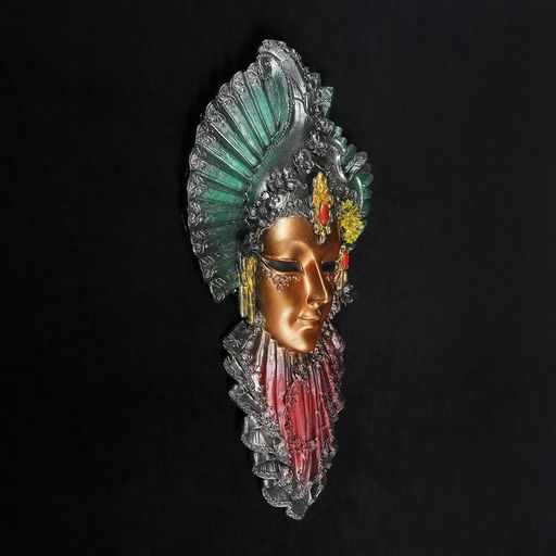 Венецианская маска «Рубин», панно, настенный декор, золото, 32 см, МИКС