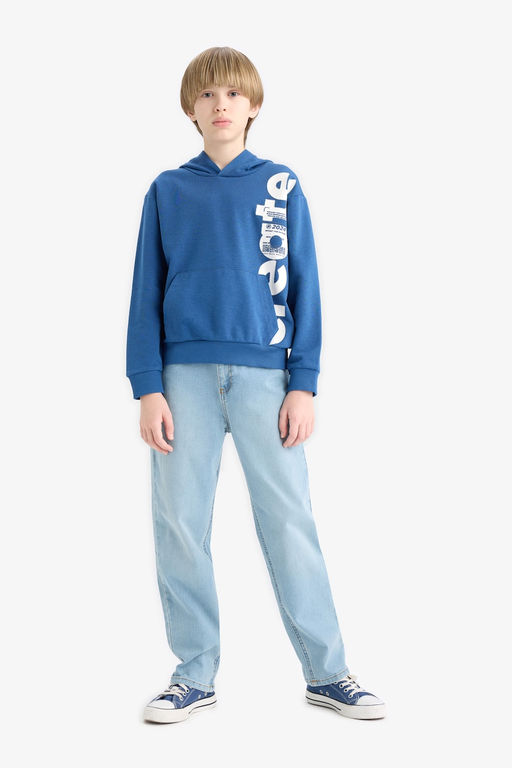 Kap__onlu Kanguru Cepli Bask_l_ Sweatshirt Erkek _ocuk - Defacto фото 2