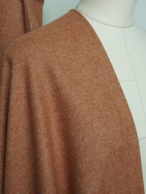 Шерсть пальтово-костюмная Твид Мелкая елочка цв.терракотово-бежевый, ш.1.5м, шерсть-40%, п/э-60% - Купава фото 14