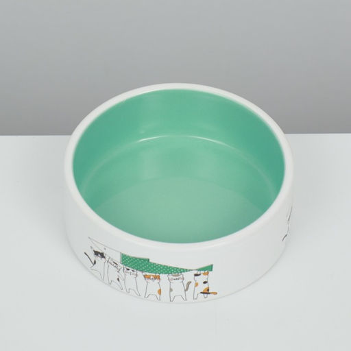 Миска керамическая Любовь и коты 300 мл 12,5 x 4,5 cм, мятная - Пижон фото 3