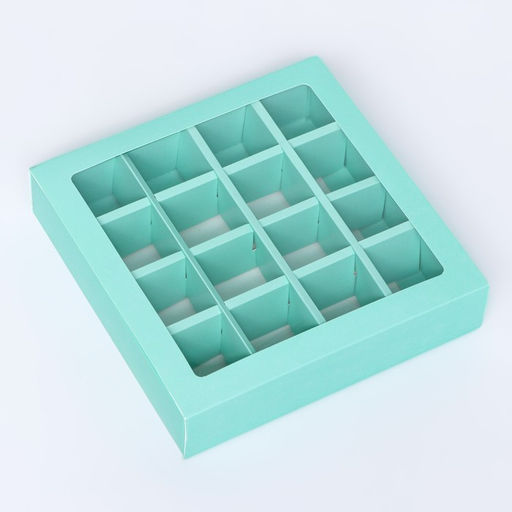 Коробка для конфет, 16 шт, мята, 17,7 х 17,7 х 3,8 см - UPAK LAND фото 2