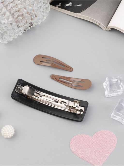 Цена за 6 шт. Набор для волос QF «Флоренс лео», 4 резинки 6.5 см, заколка - автомат МИКС 8 см, 2 заколки 4.5 см, коричневый