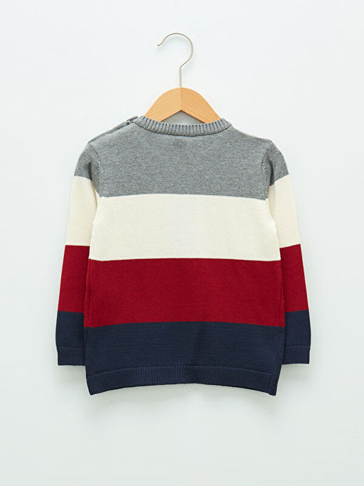 Bisiklet Yaka Uzun Kollu Renk Bloklu Erkek Bebek Triko Kazak - Waikiki фото 2