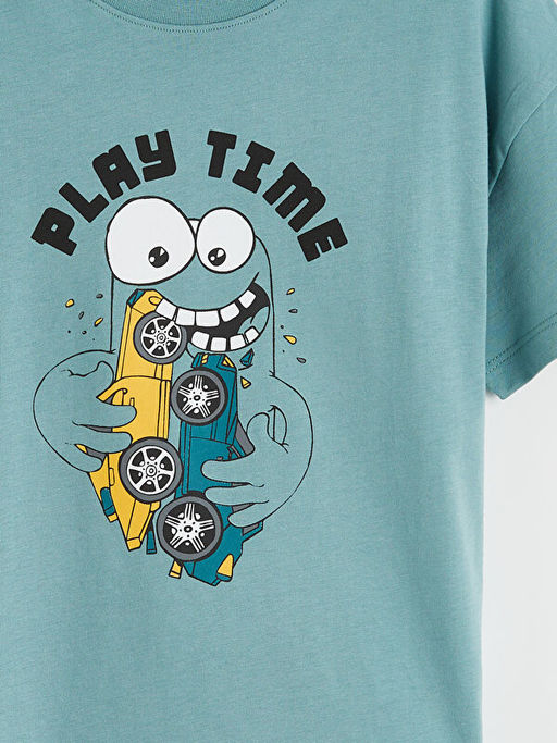 Bisiklet Yaka Bask?l? Erkek ?ocuk Ti??rt